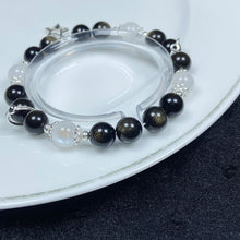 Load image into Gallery viewer, 8mm Golden Obsidian Bead Moonstone Bracelet Elastic Reiki Jewelry Polished Fashion Bangle