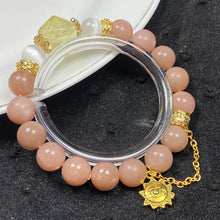 Load image into Gallery viewer, Peach Moonstone Citrine Bead With Golden Sun Chain Pendant Women Jewelry Accessories