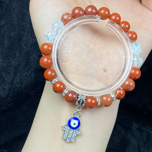 Load image into Gallery viewer, 8mm Red Jasper Bracelet Evil Eye Pendant Yoga Meditation Prayer Reiki Fashion Charm Jewelry