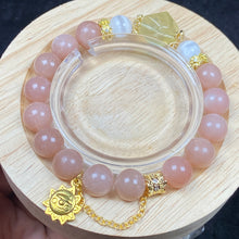 Load image into Gallery viewer, Peach Moonstone Citrine Bead With Golden Sun Chain Pendant Women Jewelry Accessories