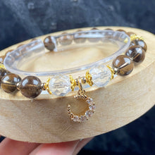 Load image into Gallery viewer, 8MM Smoky Quartz Bead With Moon Accessory Design Bracelet Girls Women Jewelry