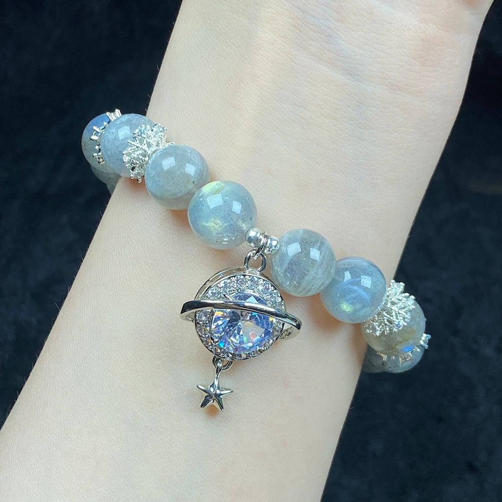 11 MM Labradorite Bracelet Flash Pendant Gemstone Beaded Energy Handmade Jewelry