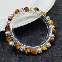 Load image into Gallery viewer, 6mm Yellow Tiger Eye Stone Stainless Steel Bracelets Women Men Reiki Healing Stretch Bangles Yoga