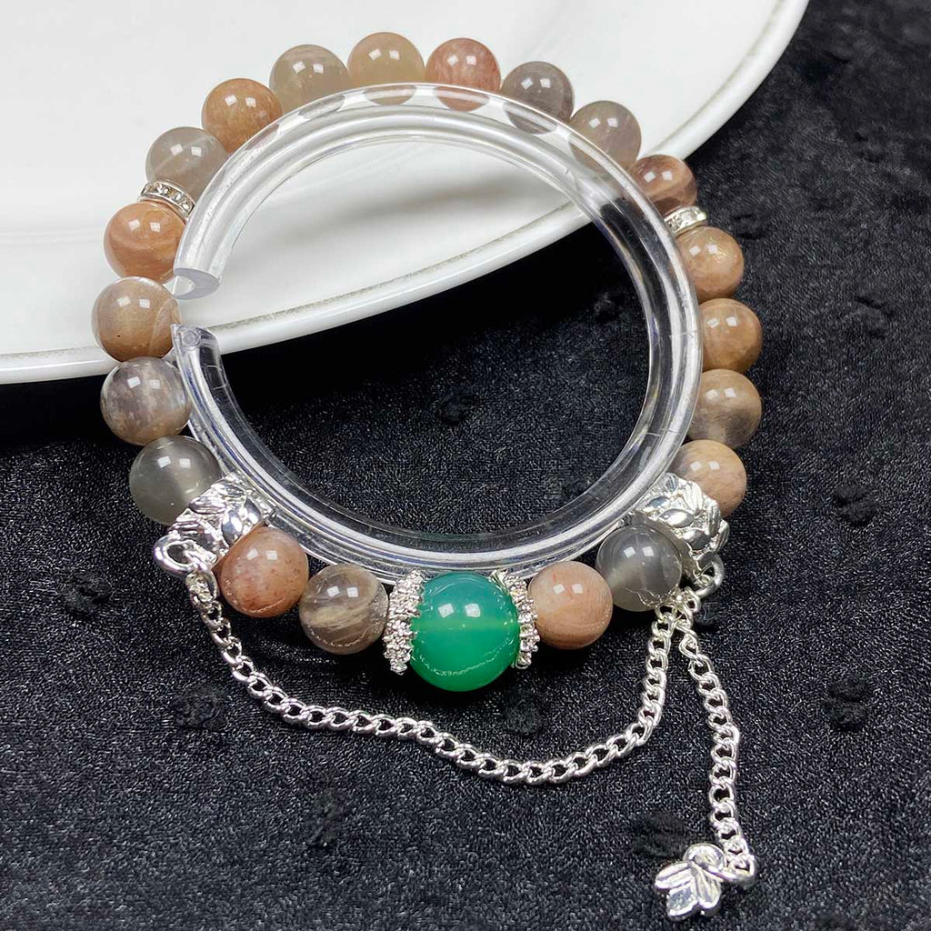 8MM Peach Moonstone Design Bracelet Reiki Healing Energy Fashion Gemstone Women Jewelry
