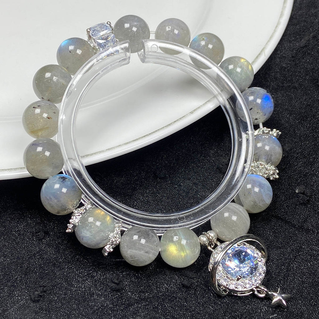 11 MM Labradorite Bracelet Flash Pendant Gemstone Beaded Energy Handmade Jewelry