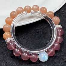 Load image into Gallery viewer, 9MM Strawberry Quartz Peach Moonstone Beaded Sweet Cool Bracelet For Women Trendy Bangle