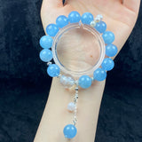 12MM Aquamarines Bracelets For Women Jewelry Romantic Casual Crystal Yoga Bangle