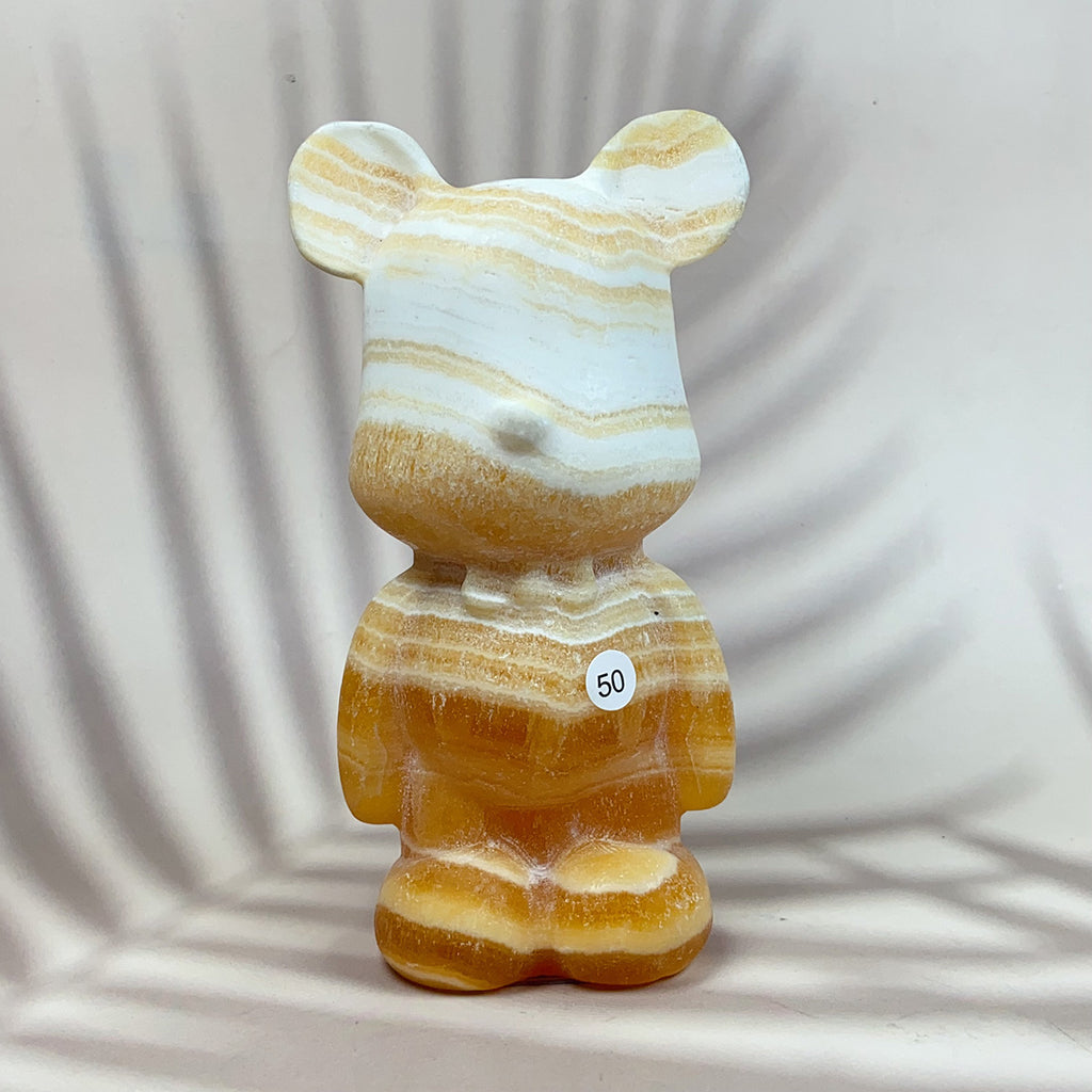 Orange Calcite Cartoon Carving Reiki Crystal Healing Mineral Ornaments Home Decoration
