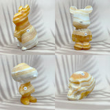 Orange Calcite Cartoon Carving Reiki Crystal Healing Mineral Ornaments Home Decoration
