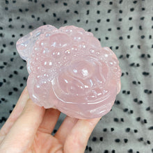 Load image into Gallery viewer, Jin Chan Statue rose quartz Crystal Toad Carved Reiki Healing Stone Animal Figurine Crafts Home Decor