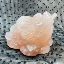 Load image into Gallery viewer, Toad Statue Rose Quartz Crystal Carved Reiki Healing Lucky Wealth Animal Crafts Home Decoration