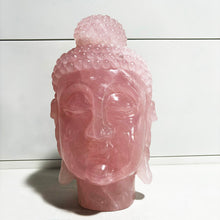 Load image into Gallery viewer, Natural rose quartz buddha head handmade pink crystal carving Home decoration