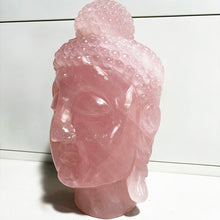 Load image into Gallery viewer, Natural rose quartz buddha head handmade pink crystal carving Home decoration