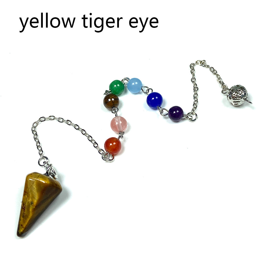 Different Materials Crystal Pendulum (Yellow Tiger Eye & Clear Quartz & Amethyst & Green Aventuurine ）