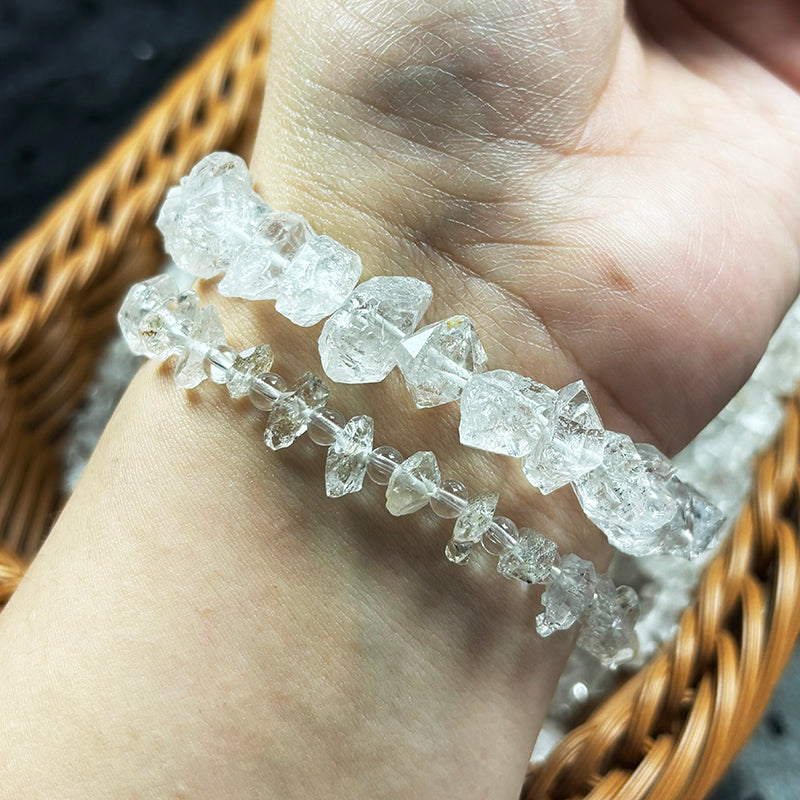 Natural Herkimer diamond raw stone bracelet