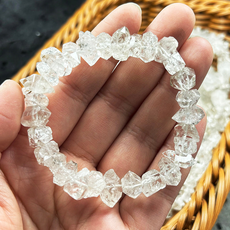 Natural Herkimer diamond raw stone bracelet