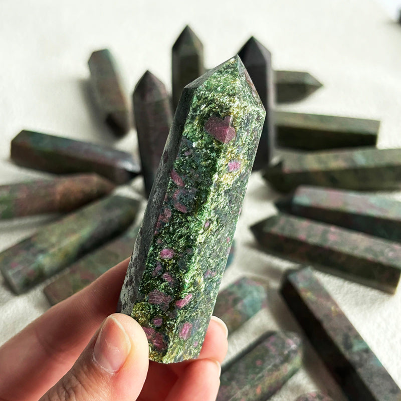 Natural Ruby Kyanite Tower Gemstone Point Home Decoration