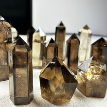 Load image into Gallery viewer, smoky quartz tower gray Hexagonal prism crystal point home decoration