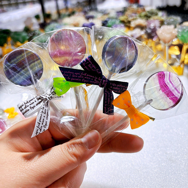 New Fluorite Lollipop Natural Crystal Stone Candy