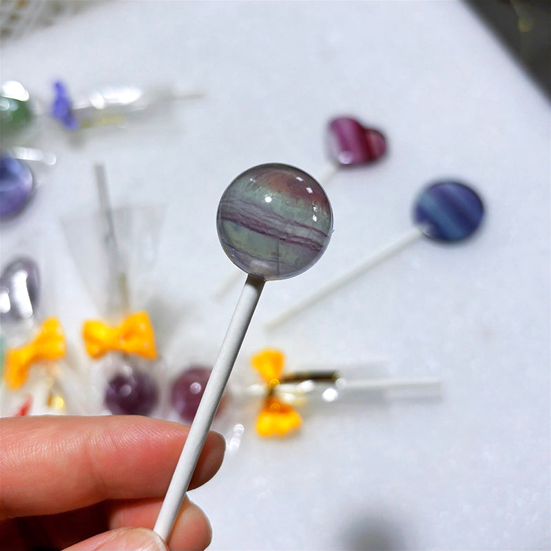 New Fluorite Lollipop Natural Crystal Stone Candy