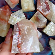 Load image into Gallery viewer, Honey Calcite With Fire Quartz Tower/Point