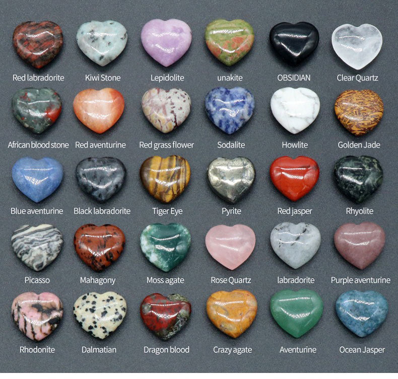 20mm  Natural crystal agate heart Fun card carving kid's couple's gift Home decoration