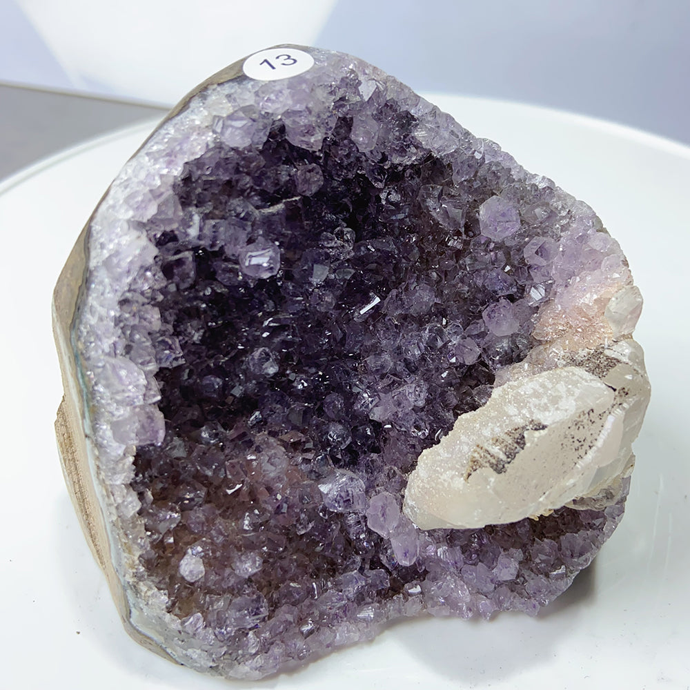 High Quality Amethyst Calcite Decoration Cluster Geode Free Form Ornaments