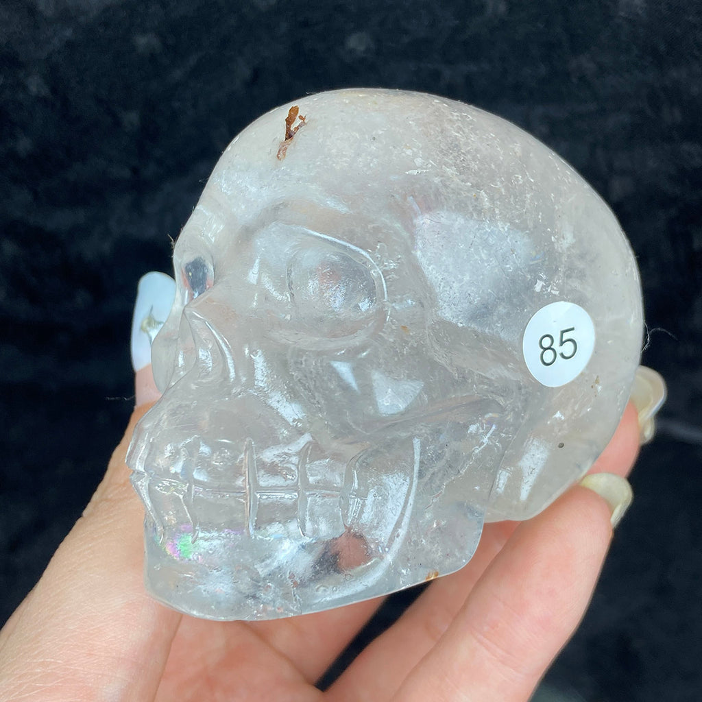Crystal Skull Statue Clear Quartz Carved Energy Ore Mineral Healing Stone Home Decore