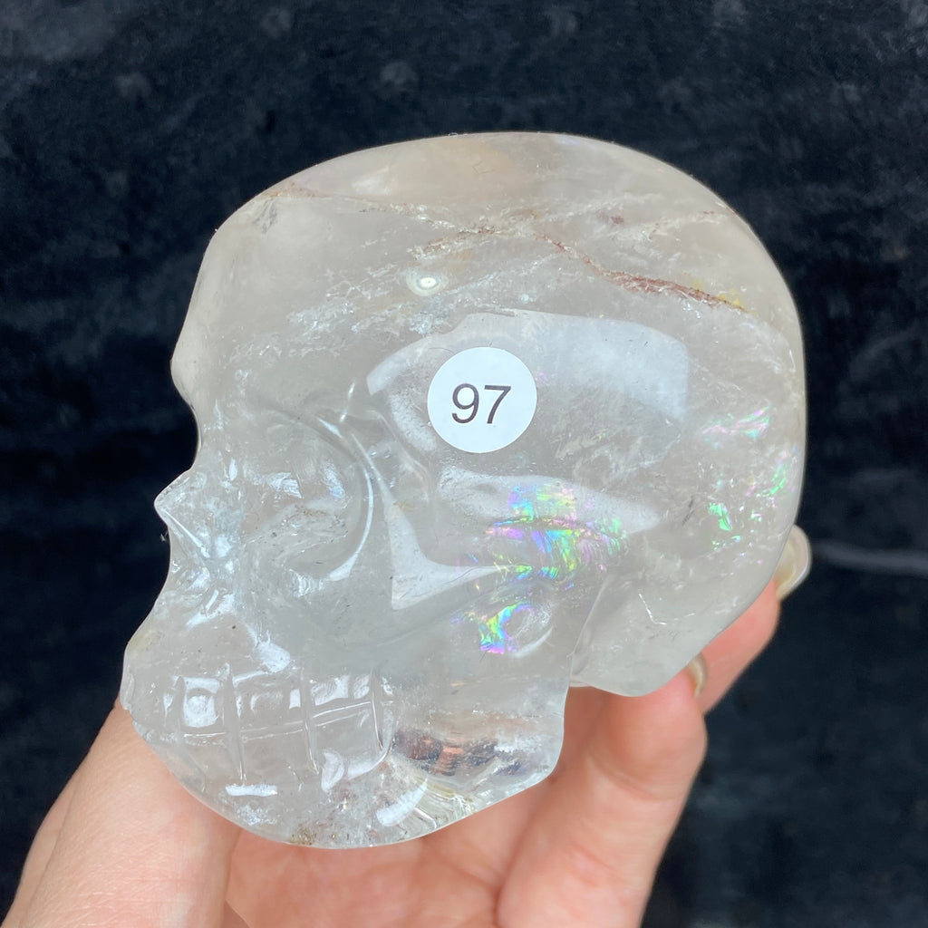 Crystal Skull Statue Clear Quartz Carved Energy Ore Mineral Healing Stone Home Decore