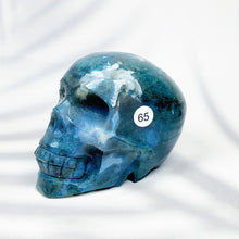 Load image into Gallery viewer, Green Moss Agate Carved Skulls Crystal Healing Energy Stone Crafts Halloween Home Decoration