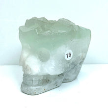 Load image into Gallery viewer, Fluorite Cluster Skull Hand Carved Crystal Energy Gemstone Reiki Healing Room Decoration