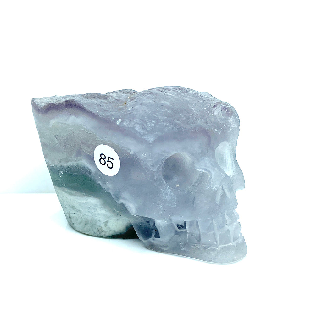 Fluorite Cluster Skull Hand Carved Crystal Energy Gemstone Reiki Healing Room Decoration