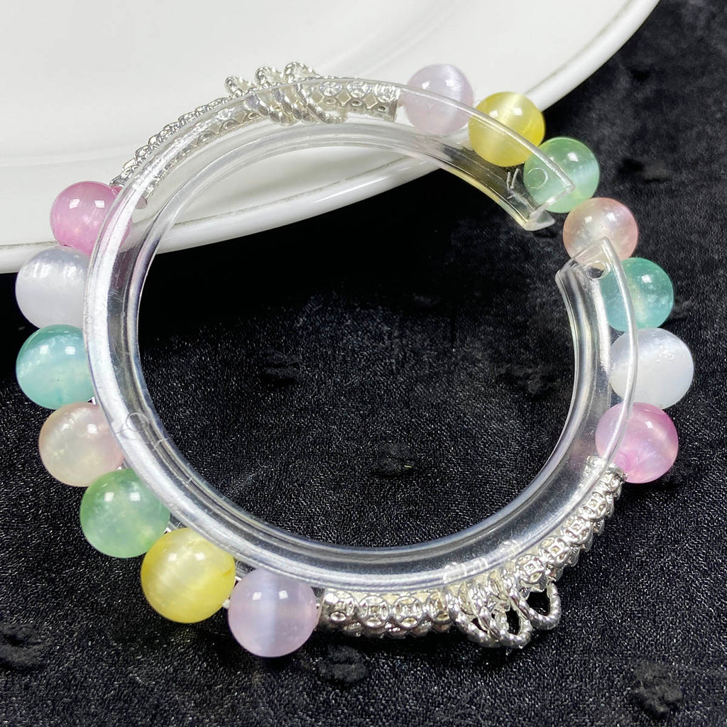 8MM Selenite Colorful Stone Round Bead Strand Bracelets Women Fashion Bangles Jewelry