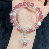 8MM Strawberry Quartz Bracelet Women Handmade Stretch Bangles Reiki Healing Gemstone Wedding Jewelry