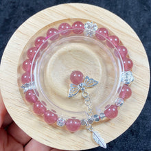 Load image into Gallery viewer, 8MM Strawberry Quartz Bracelet Women Handmade Stretch Bangles Reiki Healing Gemstone Wedding Jewelry
