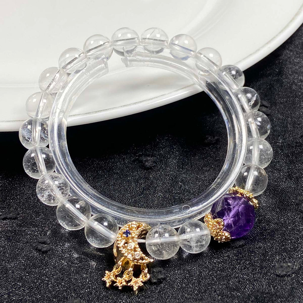 8MM Clear Quartz Round Bead Bracelet Fashion Crystal Reiki Amethyst Stone Strand Bangles Jewelry
