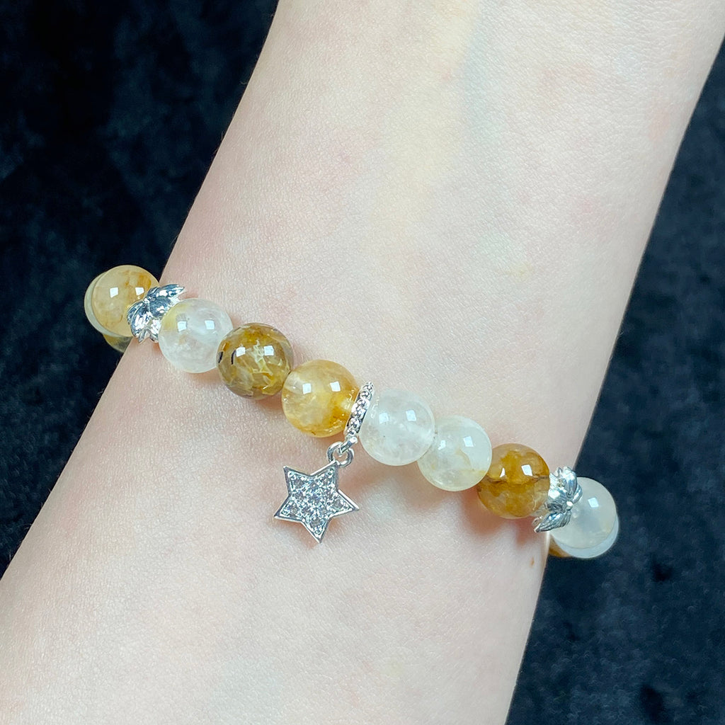 Fashion Golden Healer Bracelet  Reiki Crystal Healing Energy Gemstone Five-Pointed Star Accessories Jewelry