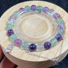 Load image into Gallery viewer, 8MM Fluorite Round Beaded Bracelet Reiki Crystal Healing Gemstone Chain Accessory Fashion Jewelry