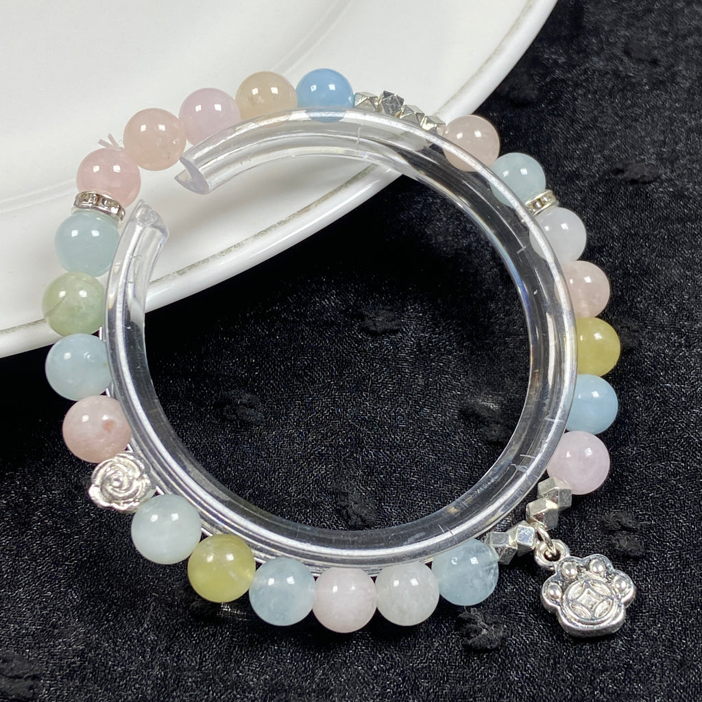 6mm Round Beads Multicolor Morganite Bracelet Reiki Crystal Healing Stones Fashion Accessories