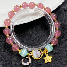 Load image into Gallery viewer, Strawberry Quartz Bracelets 8mm Selenite Bead Moon Star Accessory Bangle Crystal Jewelry