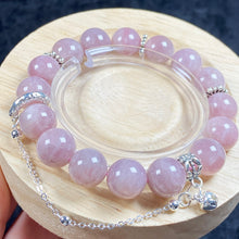 Load image into Gallery viewer, 11mm Lavender Rose Quartz Bracelet Pink Round Beads Bell Chain Accessories Fashion Jewelry