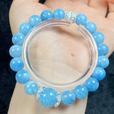 9MM Aquamarines Bracelets Single Circle Crystal Gemstone Romantic Casual Yoga Jewelry