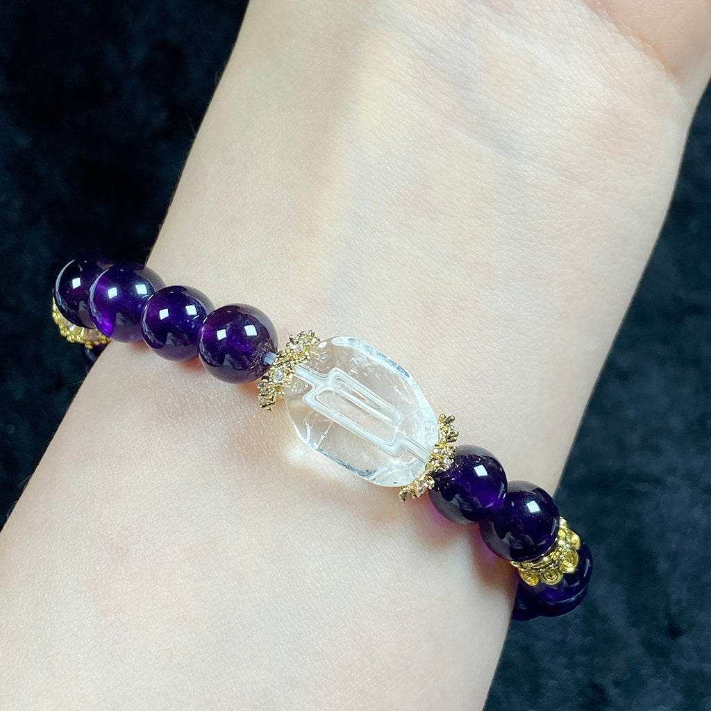Amethyst Bracelets Chakra Reiki Irregular Clear Quartz bead Healing Stones Braided Handmade Jewelry