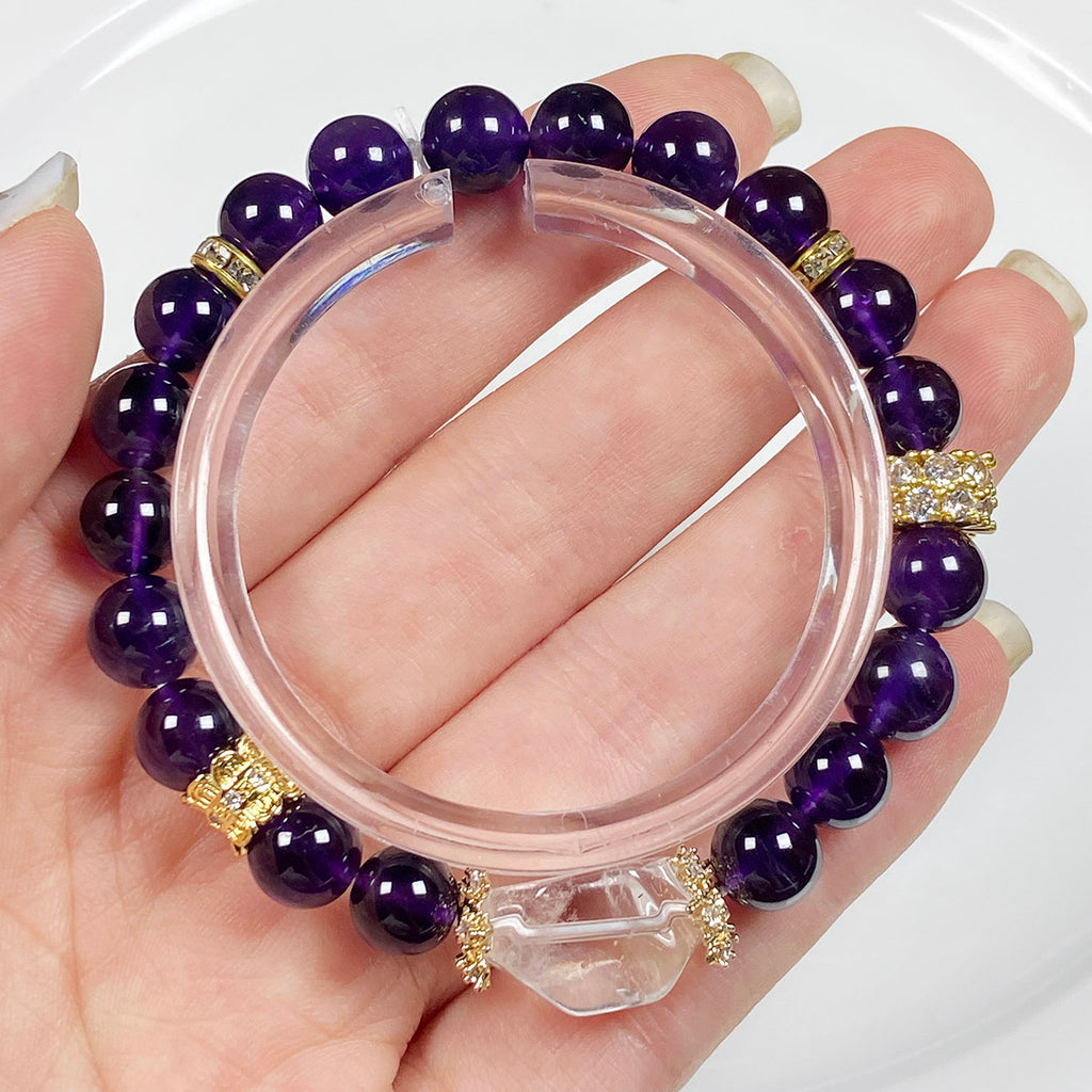 Amethyst Bracelets Chakra Reiki Irregular Clear Quartz bead Healing Stones Braided Handmade Jewelry