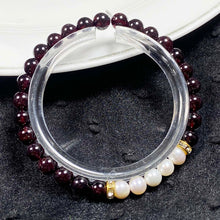 Load image into Gallery viewer, 6mm Dark Red Garnet White Pearl Bead Bracelets Lucky Energy Gemstone Simple Fashion Jewelry