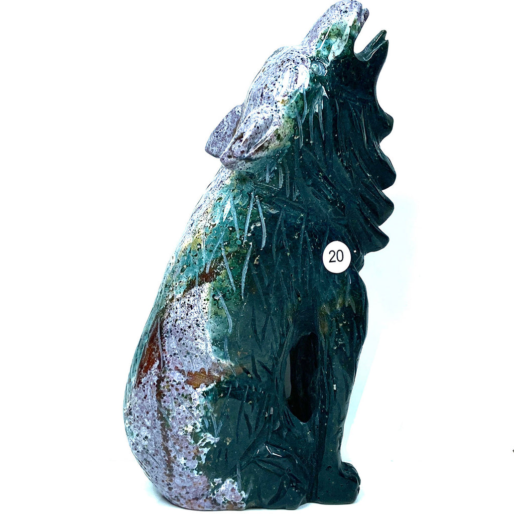 Ocean Jasper Wolf Elephant Owl Carving Crystal Animal Healing Energy Stone Fashion Home Decoration