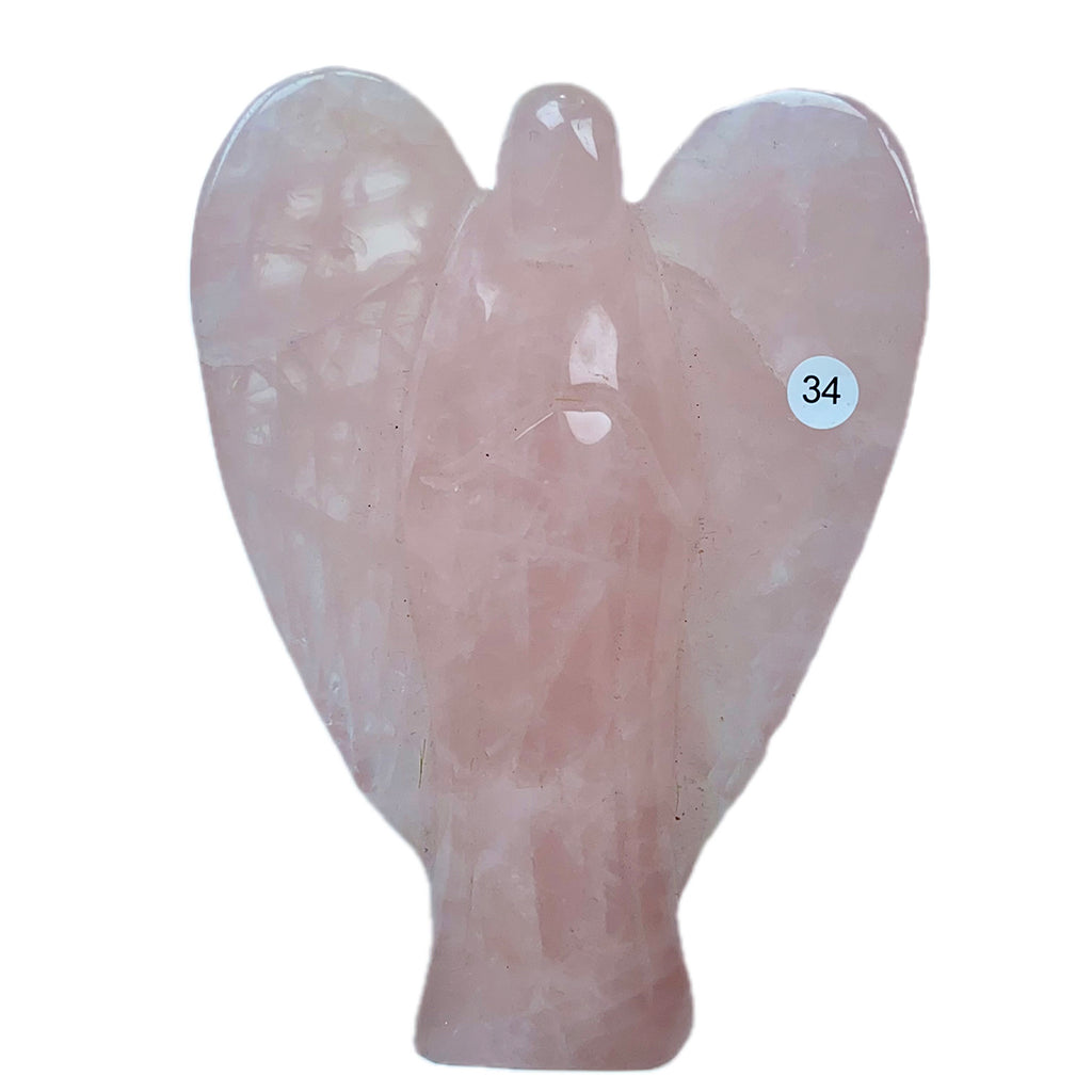 Crystal Angel Statue Hand Carved Rose Quartz Angel Model Healing Quartz Home Decor