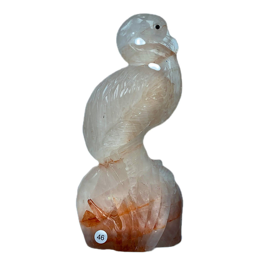 Fire Quartz Flamingo Bird Gemstone Healing Crystal Animal Figurine Reiki Carved Stones Room Decoration