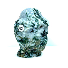 Load image into Gallery viewer, Moss Agate Buddha Head Crystal Healing Carving Figurine Polished Green Gemstones Sculpture Crafts Home Decor
