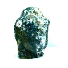 Load image into Gallery viewer, Moss Agate Buddha Head Crystal Healing Carving Figurine Polished Green Gemstones Sculpture Crafts Home Decor